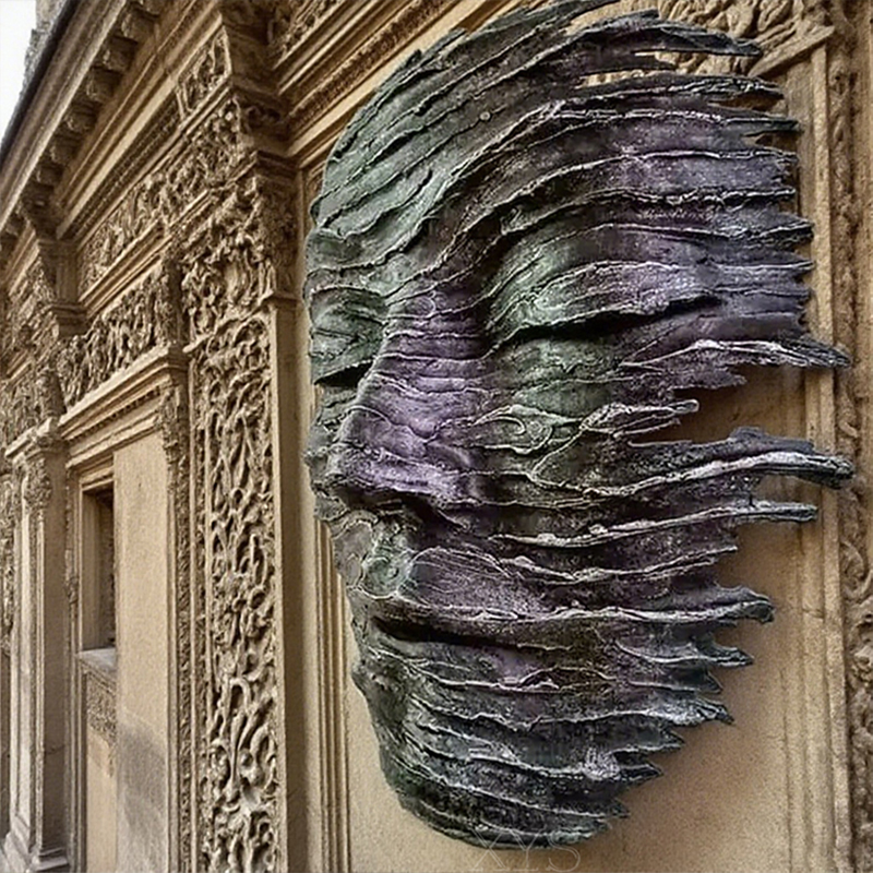 Sculpture abstraite de visage empilé en bronze – Art mural moderne