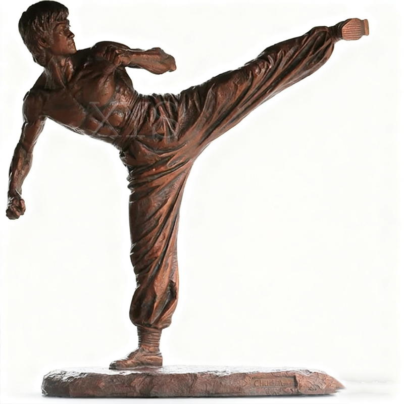 Sculpture d'arts martiaux Bruce Lee grandeur nature en bronze – Affichage extérieur