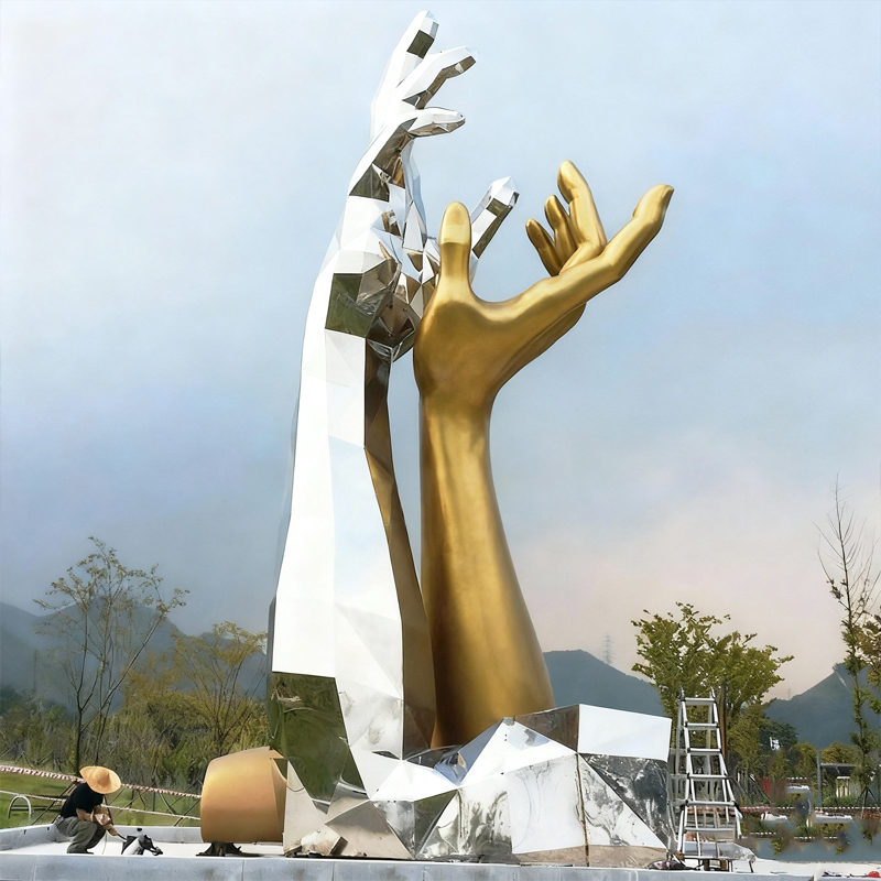 Sculpture d'art abstraite extérieure en acier inoxydable