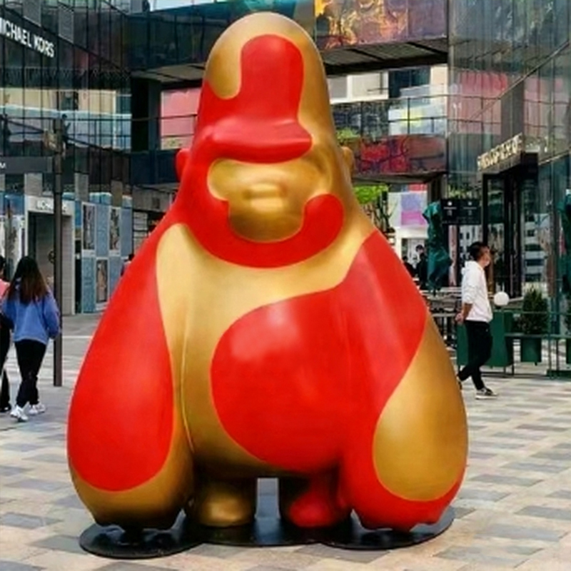 Sculpture de gorille de dessin animé en fibre de verre