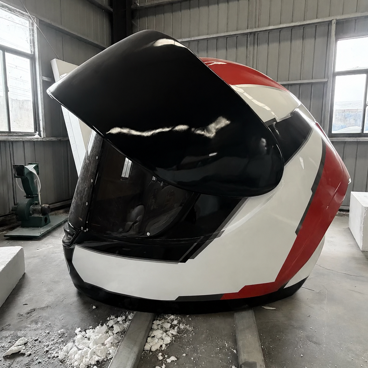 Comment est fabriquée une sculpture géante de casque de moto en résine – et qui la fabrique à grande échelle ?