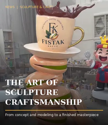 Comment une sculpture en fibre de verre de café pistache de marque est-elle moulée et peinte pour un nouveau café américain ?